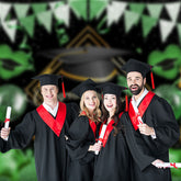 Aperturee - Hintergrund mit glitzernden grünen Luftballons und Glückwunsch zum Abschluss